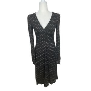 Vintage Betsey Johnson Polka Dot Fit & Flare Midi Dress Retro Pinup Brown Size 4